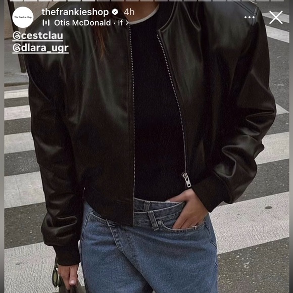 The Frankie Shop Bomber Leather Jacket - Picture 1 of 16
